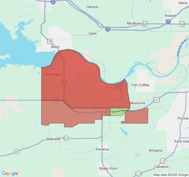Map of septic coverage in Spiro, OK