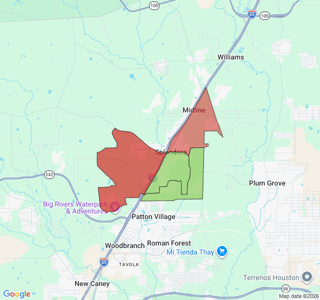 Map of septic coverage in Splendora, TX