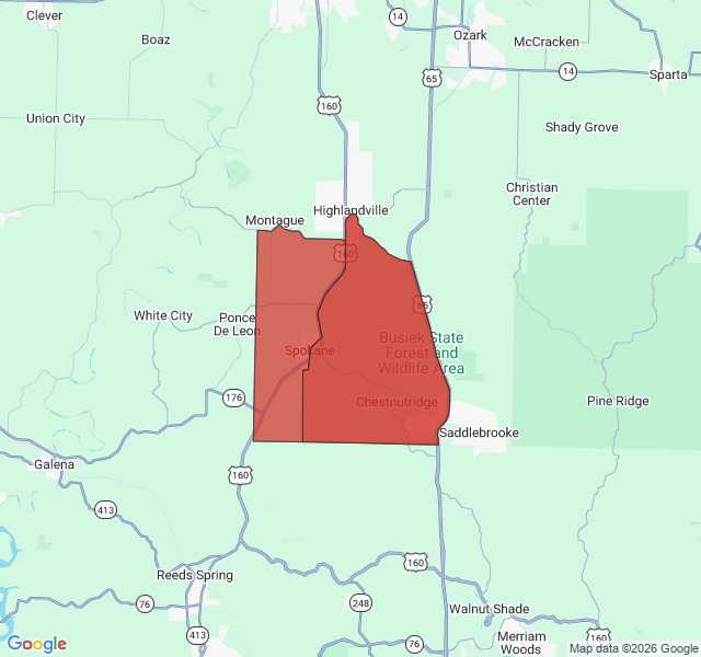 Map of septic coverage in Spokane, MO