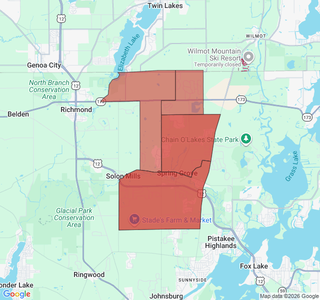 Map of septic coverage in Spring Grove, IL
