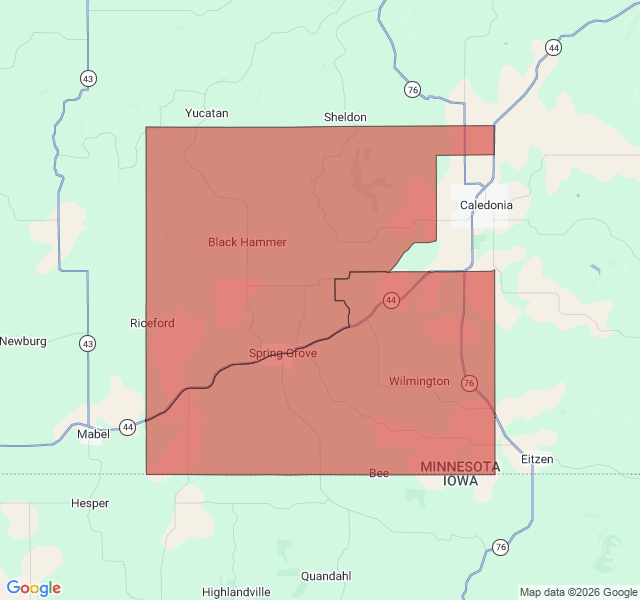 Map of septic coverage in Spring Grove, MN