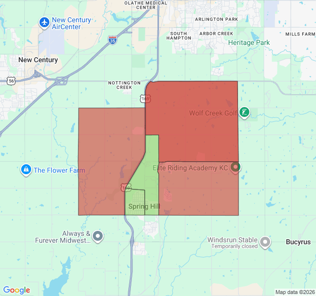 Map of septic coverage in Spring Hill, KS