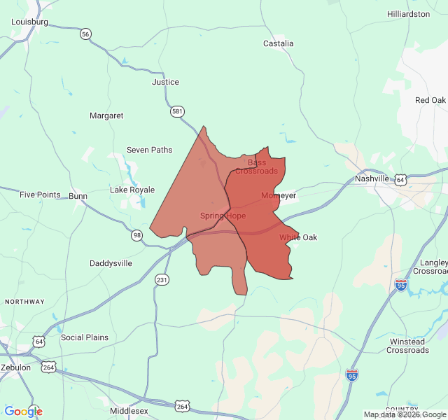 Map of septic coverage in Spring Hope, NC