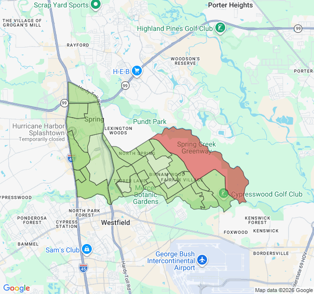 Map of septic coverage in Spring, TX
