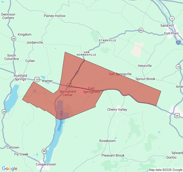 Map of septic coverage in Springfield Center, NY