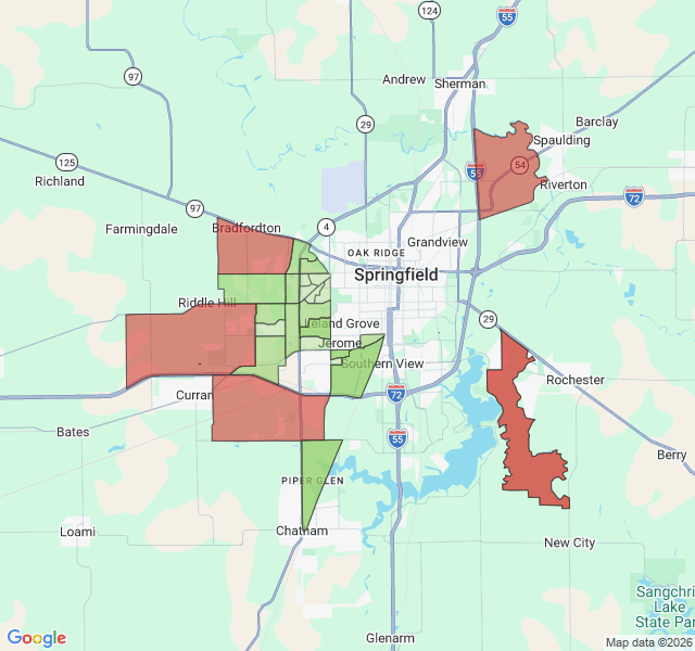 Map of septic coverage in Springfield, IL
