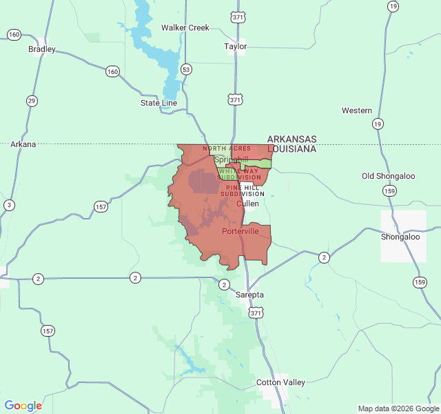 Map of septic coverage in Springhill, LA