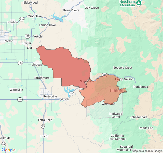 Map of septic coverage in Springville, CA