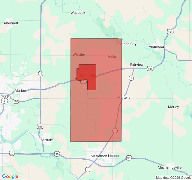 Map of septic coverage in Springville, IA