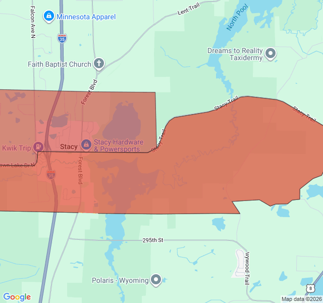 Map of septic coverage in Stacy, MN