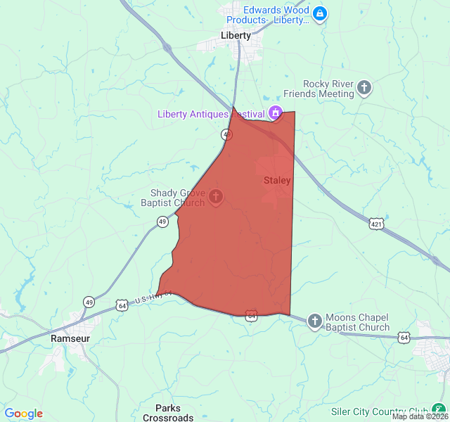 Map of septic coverage in Staley, NC