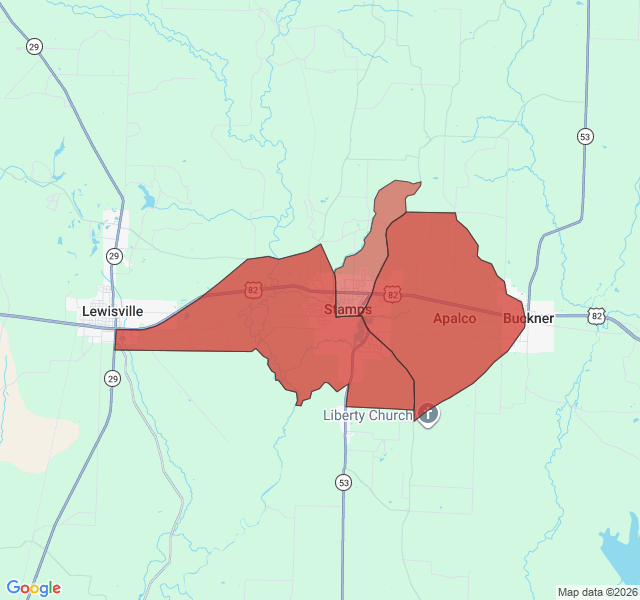 Map of septic coverage in Stamps, AR