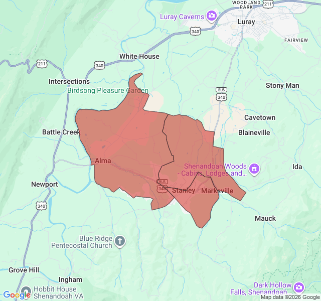 Map of septic coverage in Stanley, VA