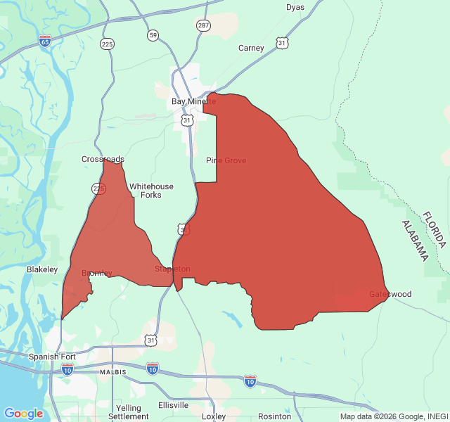 Map of septic coverage in Stapleton, AL