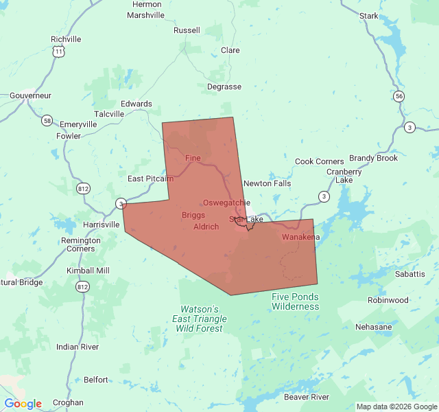 Map of septic coverage in Star Lake, NY