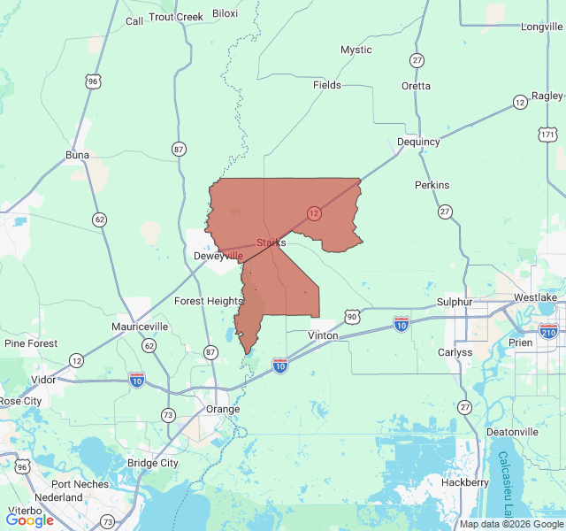 Map of septic coverage in Starks, LA