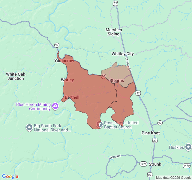 Map of septic coverage in Stearns, KY