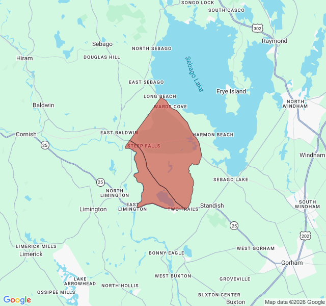 Map of septic coverage in Steep Falls, ME