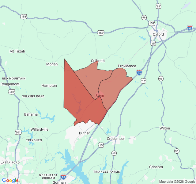 Map of septic coverage in Stem, NC