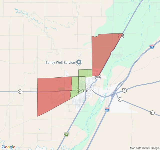Map of septic coverage in Sterling, CO