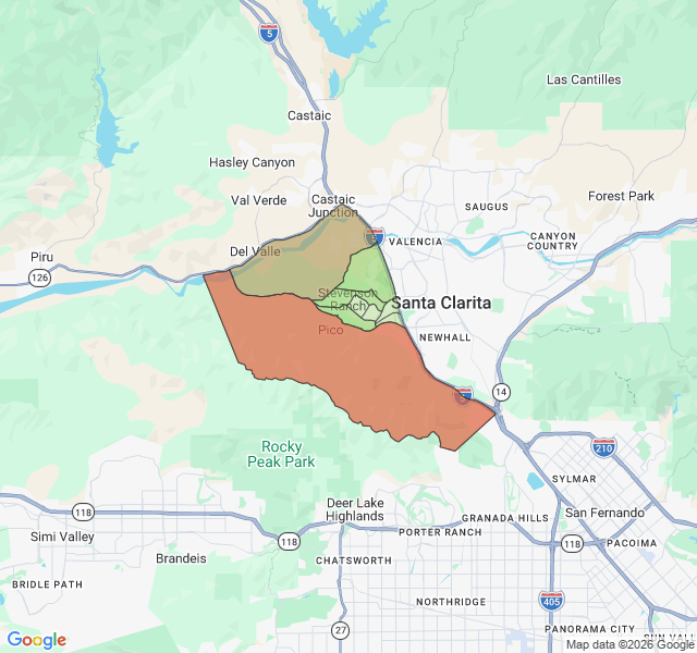 Map of septic coverage in Stevenson Ranch, CA