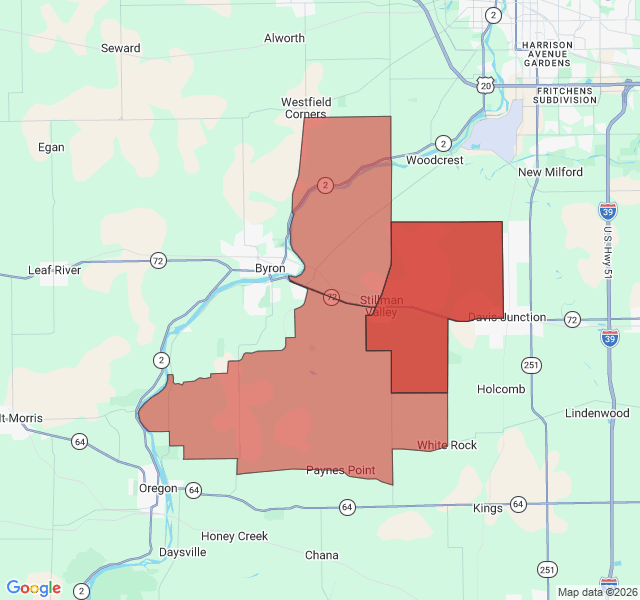 Map of septic coverage in Stillman Valley, IL