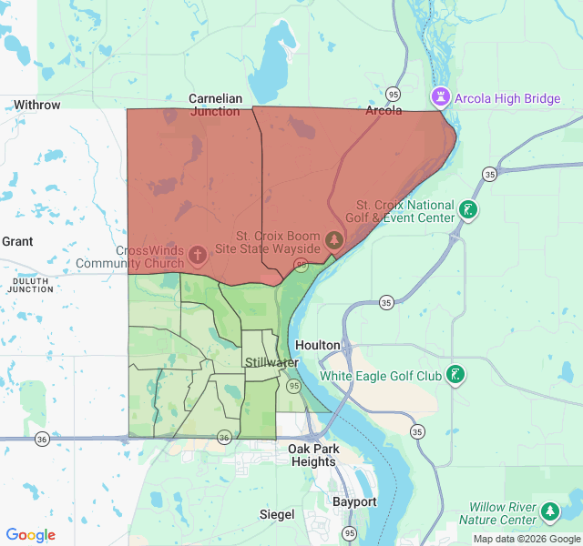 Map of septic coverage in Stillwater, MN