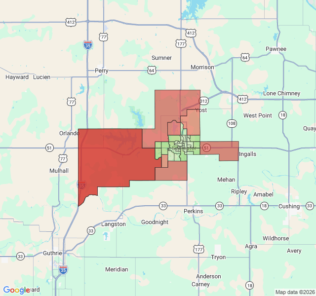 Map of septic coverage in Stillwater, OK