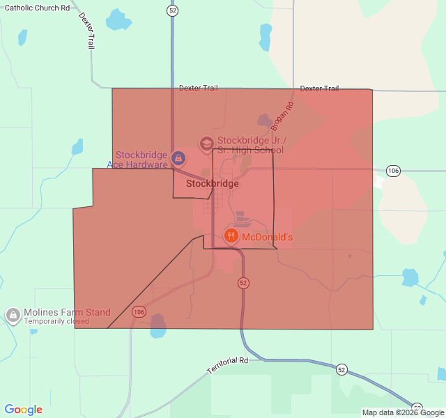 Map of septic coverage in Stockbridge, MI