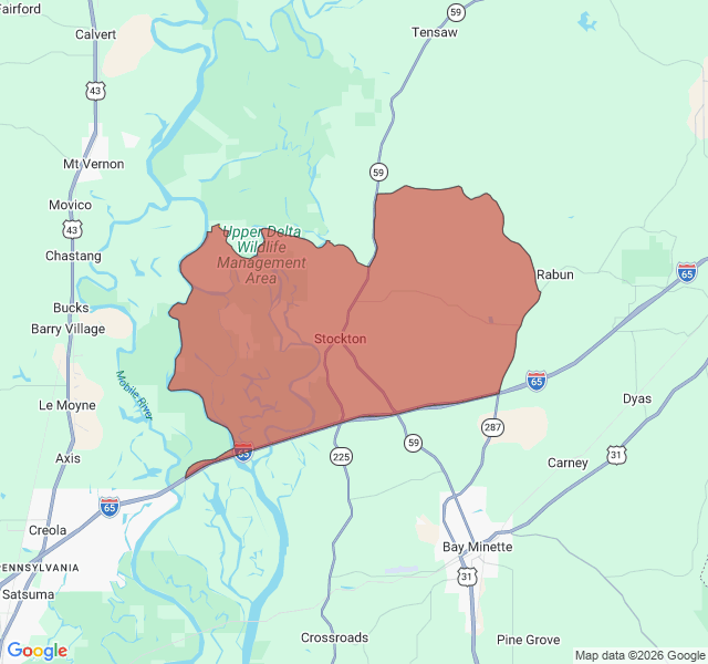 Map of septic coverage in Stockton, AL