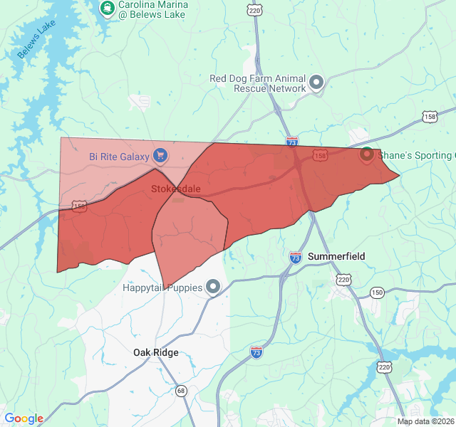 Map of septic coverage in Stokesdale, NC