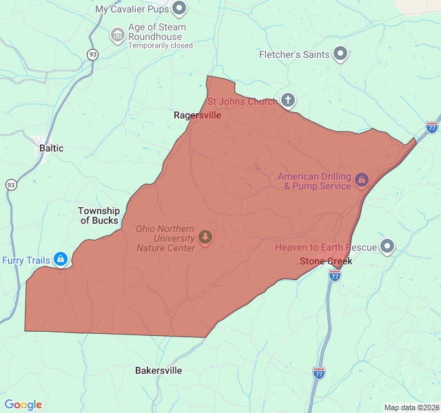 Map of septic coverage in Stone Creek, OH