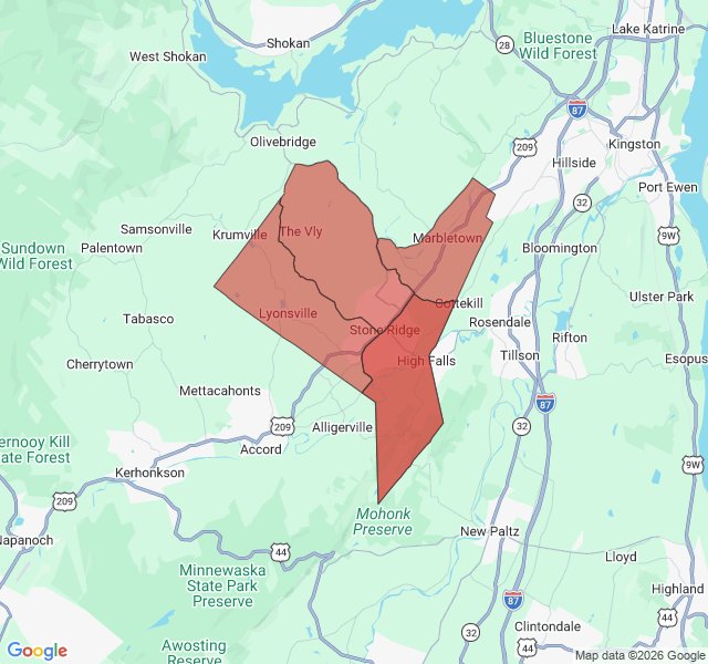 Map of septic coverage in Stone Ridge, NY