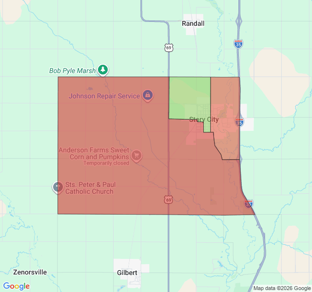 Map of septic coverage in Story City, IA