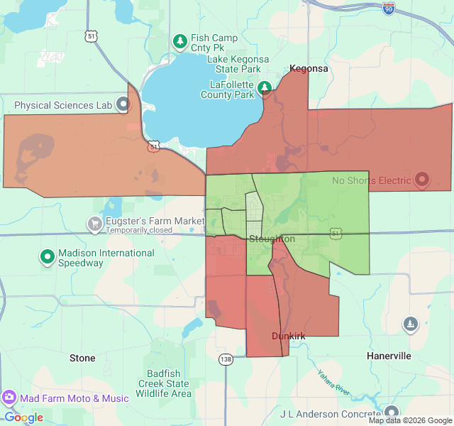 Map of septic coverage in Stoughton, WI