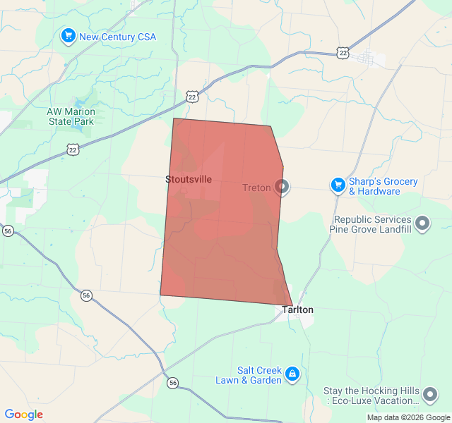 Map of septic coverage in Stoutsville, OH