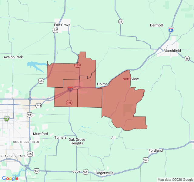 Map of septic coverage in Strafford, MO