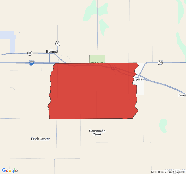 Map of septic coverage in Strasburg, CO