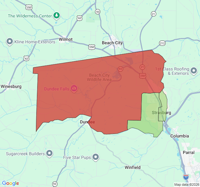 Map of septic coverage in Strasburg, OH