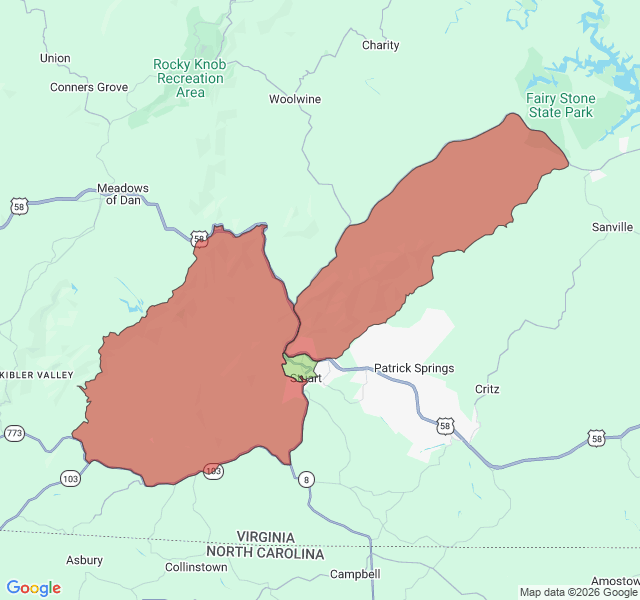 Map of septic coverage in Stuart, VA