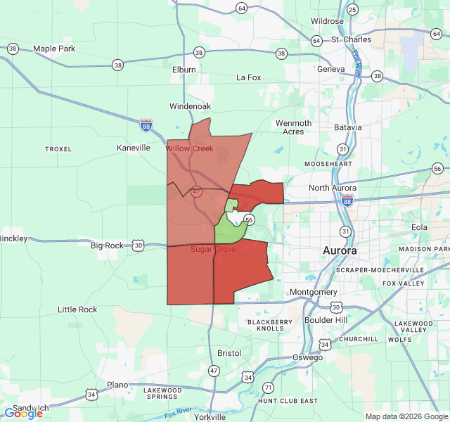 Map of septic coverage in Sugar Grove, IL
