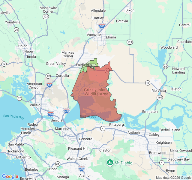 Map of septic coverage in Suisun City, CA