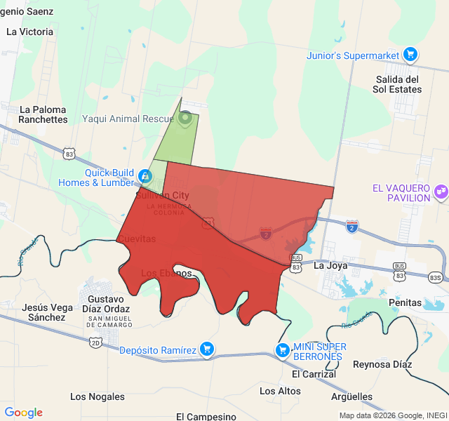 Map of septic coverage in Sullivan City, TX