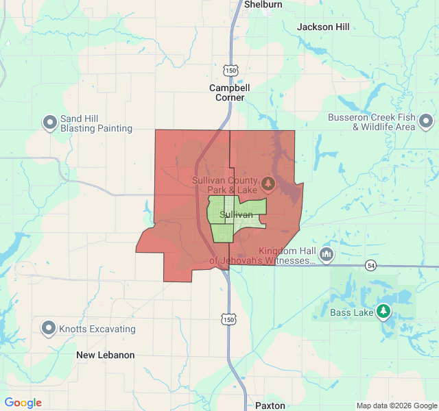 Map of septic coverage in Sullivan, IN