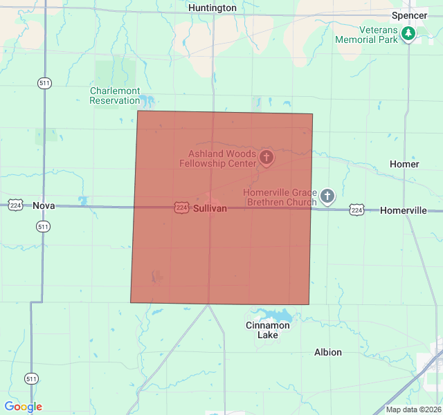 Map of septic coverage in Sullivan, OH