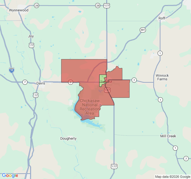 Map of septic coverage in Sulphur, OK