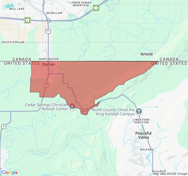 Map of septic coverage in Sumas, WA