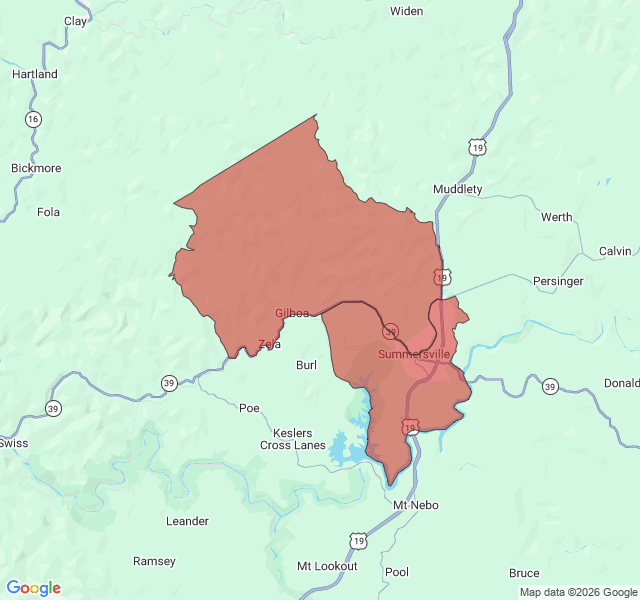 Map of septic coverage in Summersville, WV