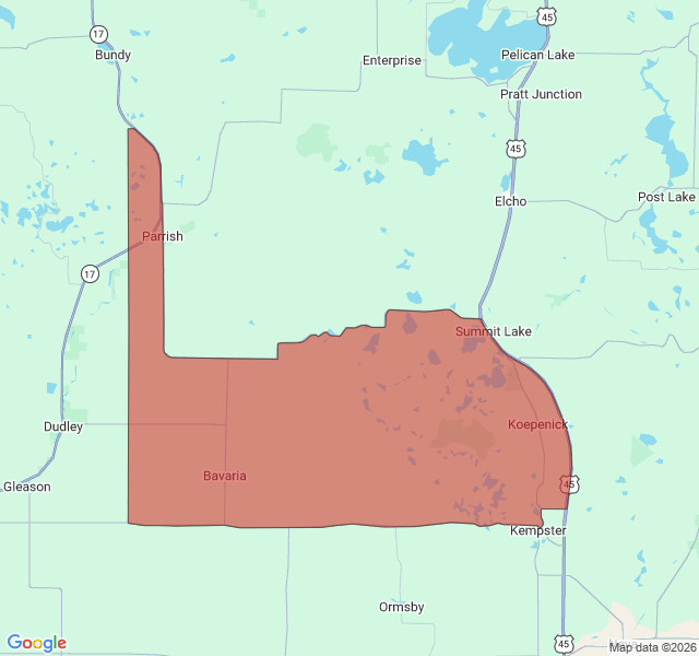 Map of septic coverage in Summit Lake, WI