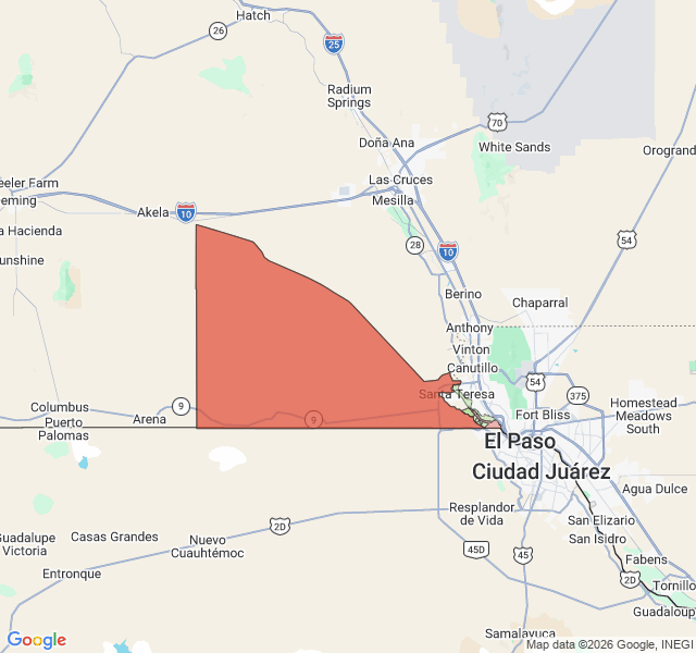 Map of septic coverage in Sunland Park, NM